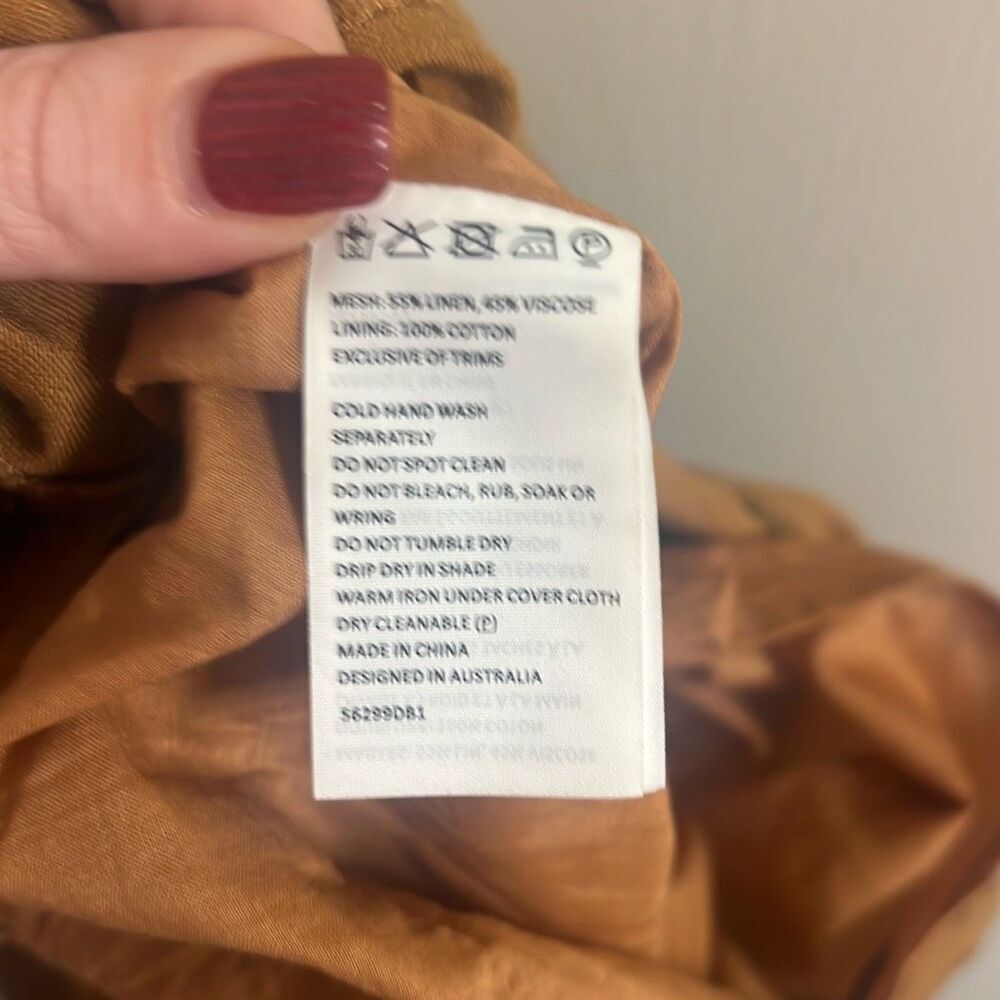 ✨Bardot Goddess Halter Linen Tan Sz 2 Dress✨ - Picture 6 of 7